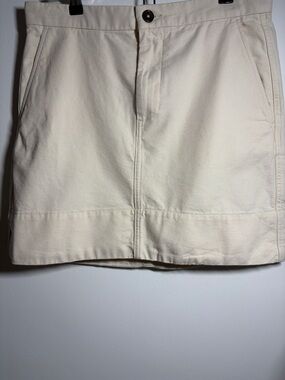 Everlane Mini Skirt Size 8 Ivory Cotton Straight Minimalist Pocket